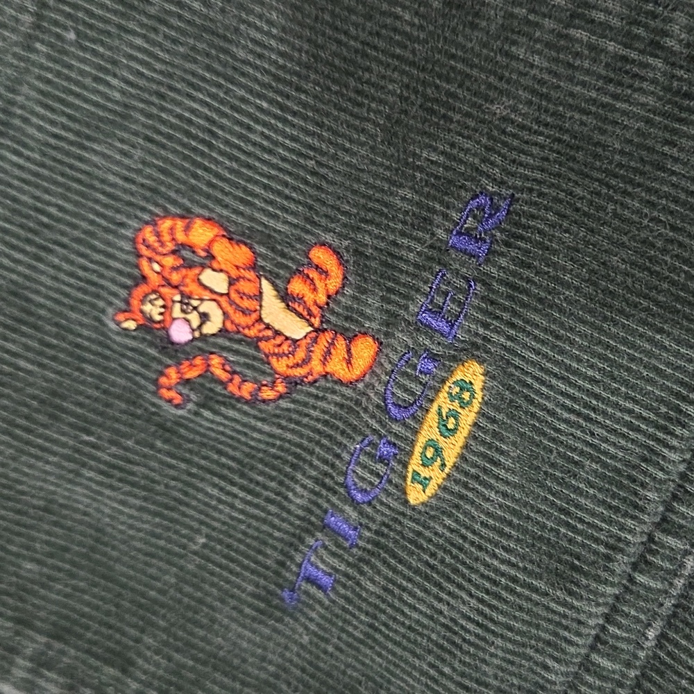 Vintage Disney Tigger Green Corduroy Button-Up Shirt - Picture 2 of 6